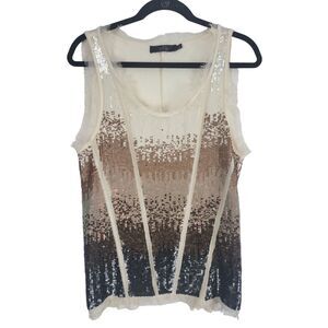 BKE Boutique New Year's Tank Top S Womens Flip Sequin Sleeveless Ombre Pullover